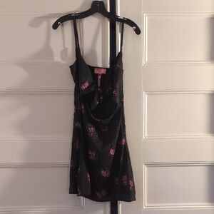 Black Dress with Pink Butterfly Print